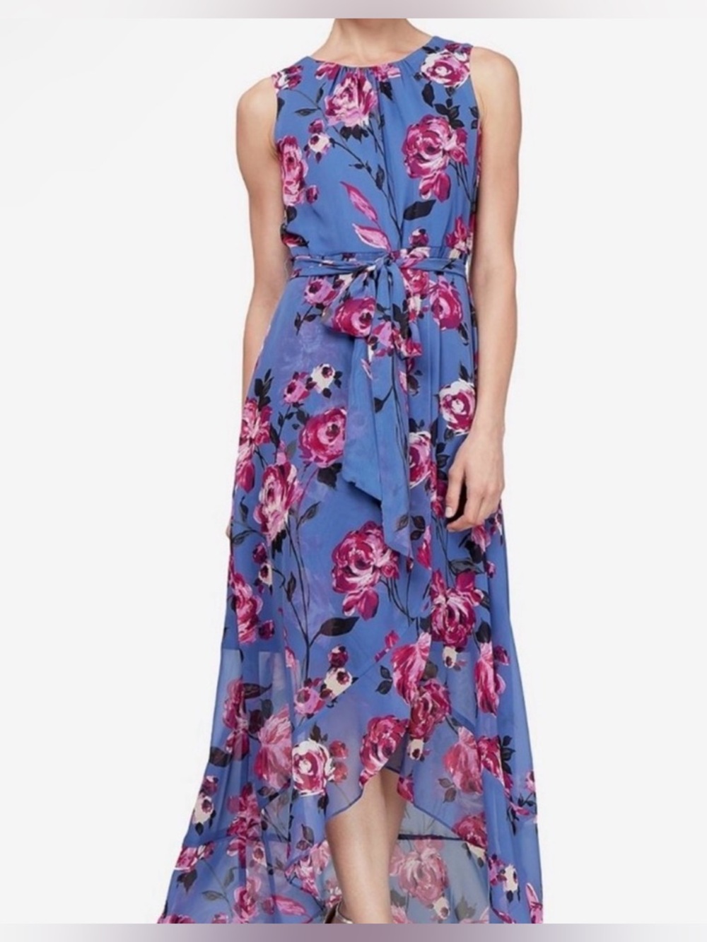 SLKNY Purple Floral High Low Dress